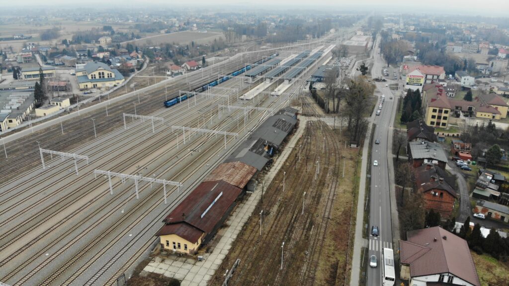 dron Oświęcim dworzec kolejowy