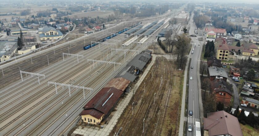 dron Oświęcim dworzec kolejowy
