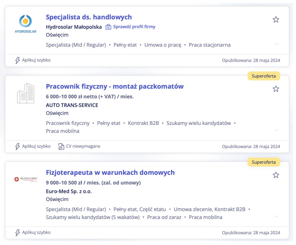 Oferty pracy Oświęcim
