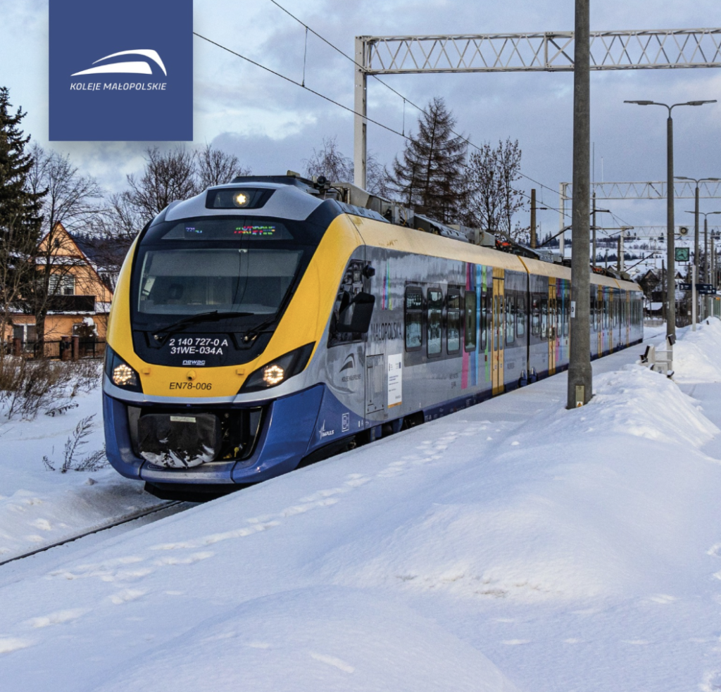 Koleje Małopolskie pociąg Oświęcim zima 