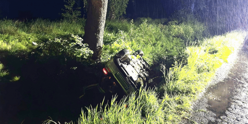 Wypadek w Grojcu. Dachowanie auta z nastolatkami. Trzy osoby w szpitalu