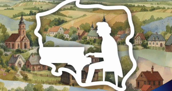 Plakat wydarzenia „Cała Polska gra Chopina z Fundacją PZU” organizowanego w Muzeum Pamięci Mieszkańców Ziemi Oświęcimskiej. Grafika przedstawia kontur Polski z sylwetką pianisty grającego na fortepianie na tle akwarelowego pejzażu. Na plakacie znajdują się informacje o koncercie 23 listopada 2025 r., wykonawcach oraz logotypy organizatorów i partnerów.