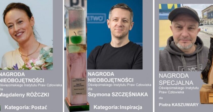 Laureaci Nagroda Nieobojętności OIPC 2026 Magdalena Różczka Szymon Szczęśniak Piotr Kaszuwara Oświęcim