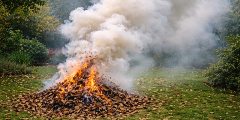 Zakaz spalania liści bioodpadów Brzeszcze policja ognisko mandat 5000 złotych 82-latka pouczenie 2026