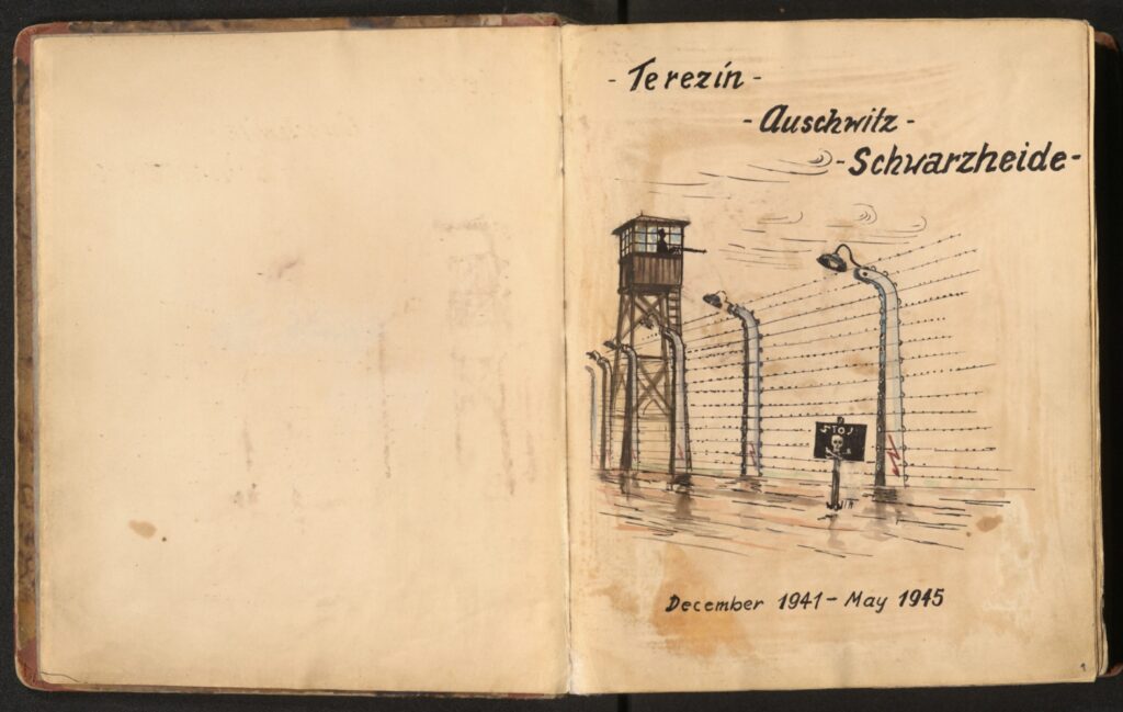 Oryginalne rysunki i akwarele Alfreda Kantora z dziennika dokumentującego pobyt w getcie Theresienstadt i obozie Auschwitz-Birkenau – nowy nabytek zbiorów Muzeum Auschwitz, 2026